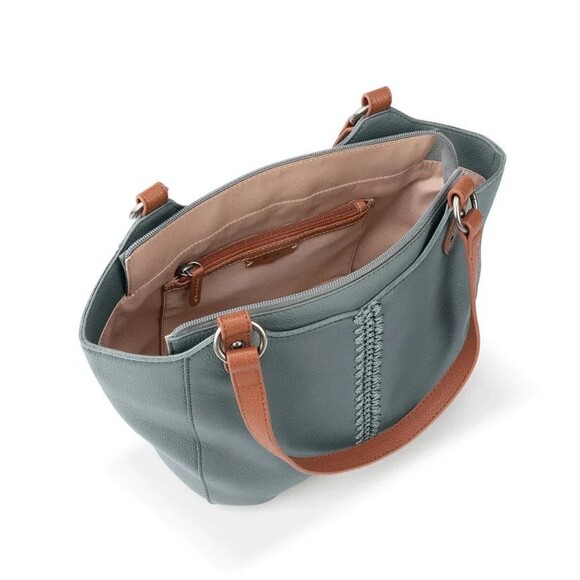 NWT The Sak Bolinas Leather Satchel in Dusty Blue $239 MSRP Everyday Tote - Picture 4 of 9